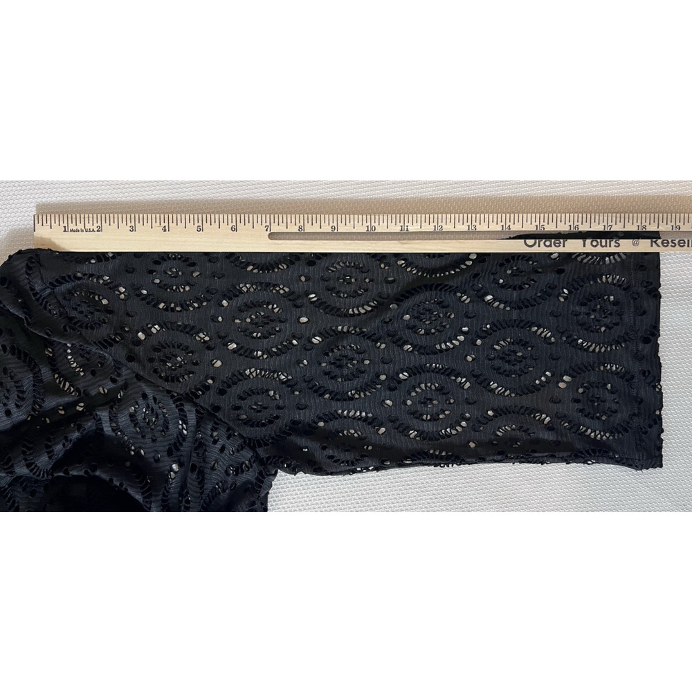 CATALINA (XL) Black Open Lace Swimsuit Beach-Pool-Cover Up-Tie-Knit Kimono-Sheer - Picture 16 of 16